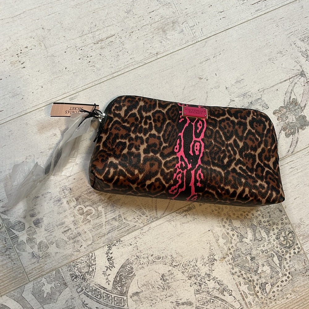 Victoria's Secret Leopard Print and Pink Cosmetic Bag